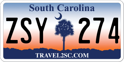 SC license plate ZSY274