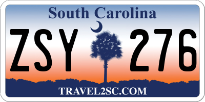 SC license plate ZSY276