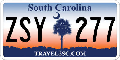 SC license plate ZSY277