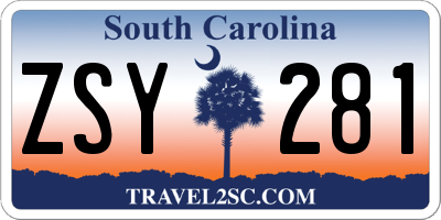 SC license plate ZSY281