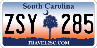 SC license plate ZSY285