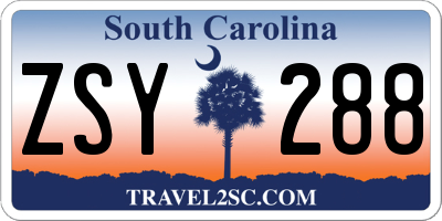 SC license plate ZSY288