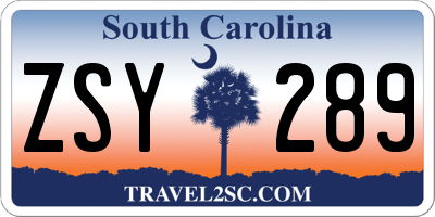 SC license plate ZSY289