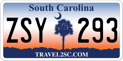 SC license plate ZSY293