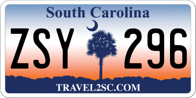 SC license plate ZSY296