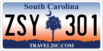 SC license plate ZSY301
