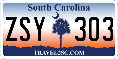 SC license plate ZSY303