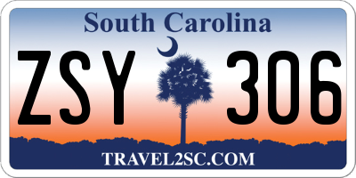 SC license plate ZSY306