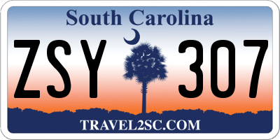 SC license plate ZSY307