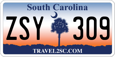SC license plate ZSY309