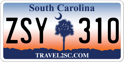 SC license plate ZSY310