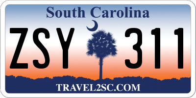 SC license plate ZSY311