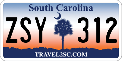 SC license plate ZSY312