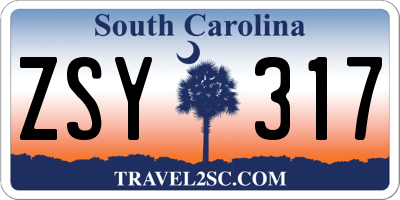 SC license plate ZSY317
