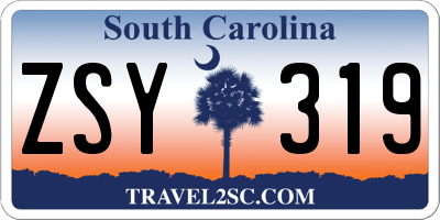 SC license plate ZSY319