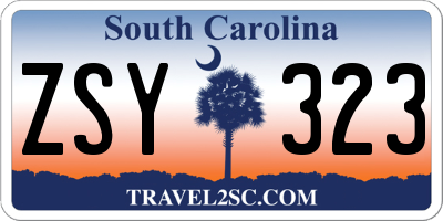 SC license plate ZSY323