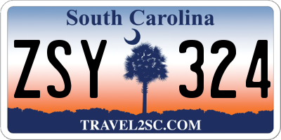 SC license plate ZSY324