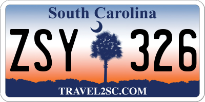 SC license plate ZSY326
