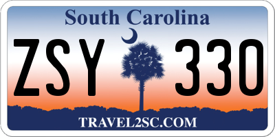 SC license plate ZSY330