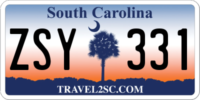 SC license plate ZSY331