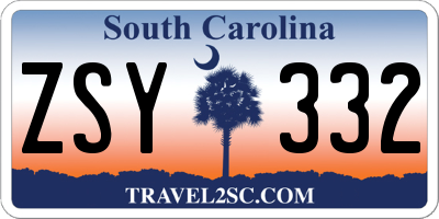 SC license plate ZSY332