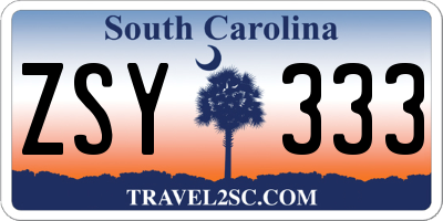 SC license plate ZSY333
