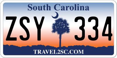 SC license plate ZSY334