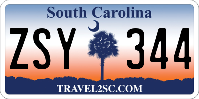 SC license plate ZSY344