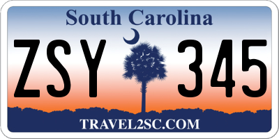 SC license plate ZSY345