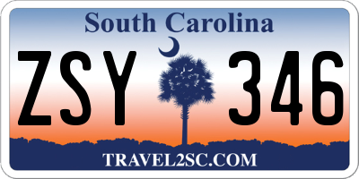 SC license plate ZSY346