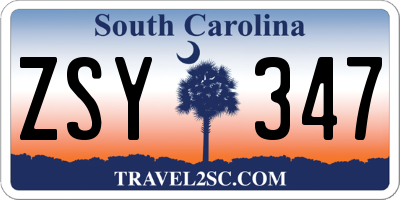 SC license plate ZSY347