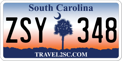 SC license plate ZSY348