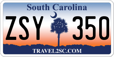SC license plate ZSY350