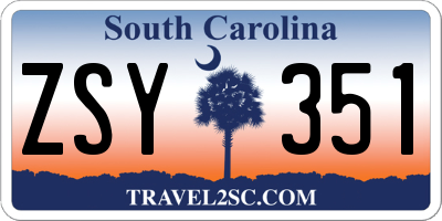 SC license plate ZSY351
