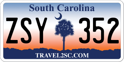 SC license plate ZSY352