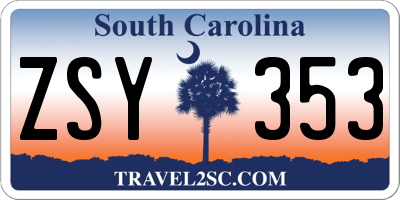 SC license plate ZSY353