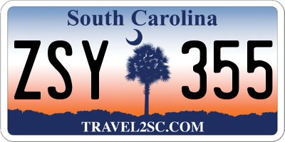 SC license plate ZSY355