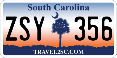 SC license plate ZSY356
