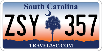 SC license plate ZSY357