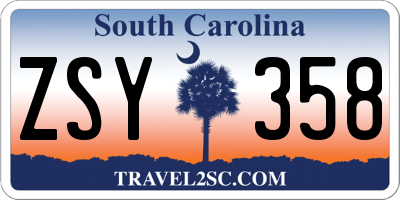 SC license plate ZSY358