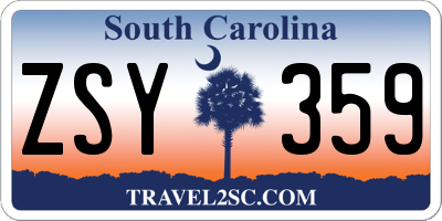 SC license plate ZSY359