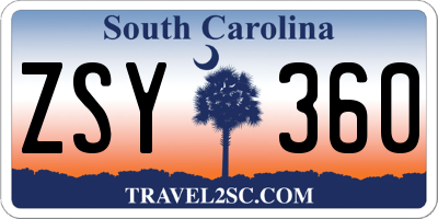 SC license plate ZSY360