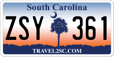 SC license plate ZSY361