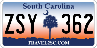 SC license plate ZSY362