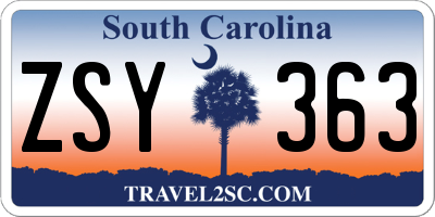SC license plate ZSY363