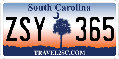 SC license plate ZSY365