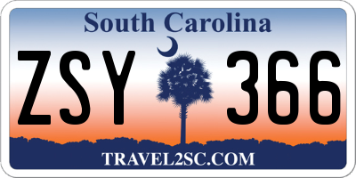 SC license plate ZSY366