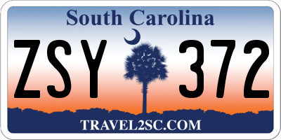 SC license plate ZSY372