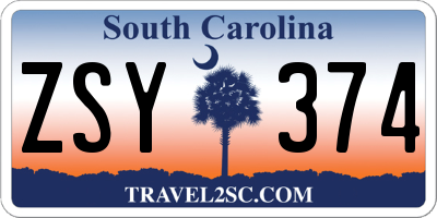 SC license plate ZSY374