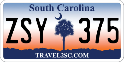 SC license plate ZSY375